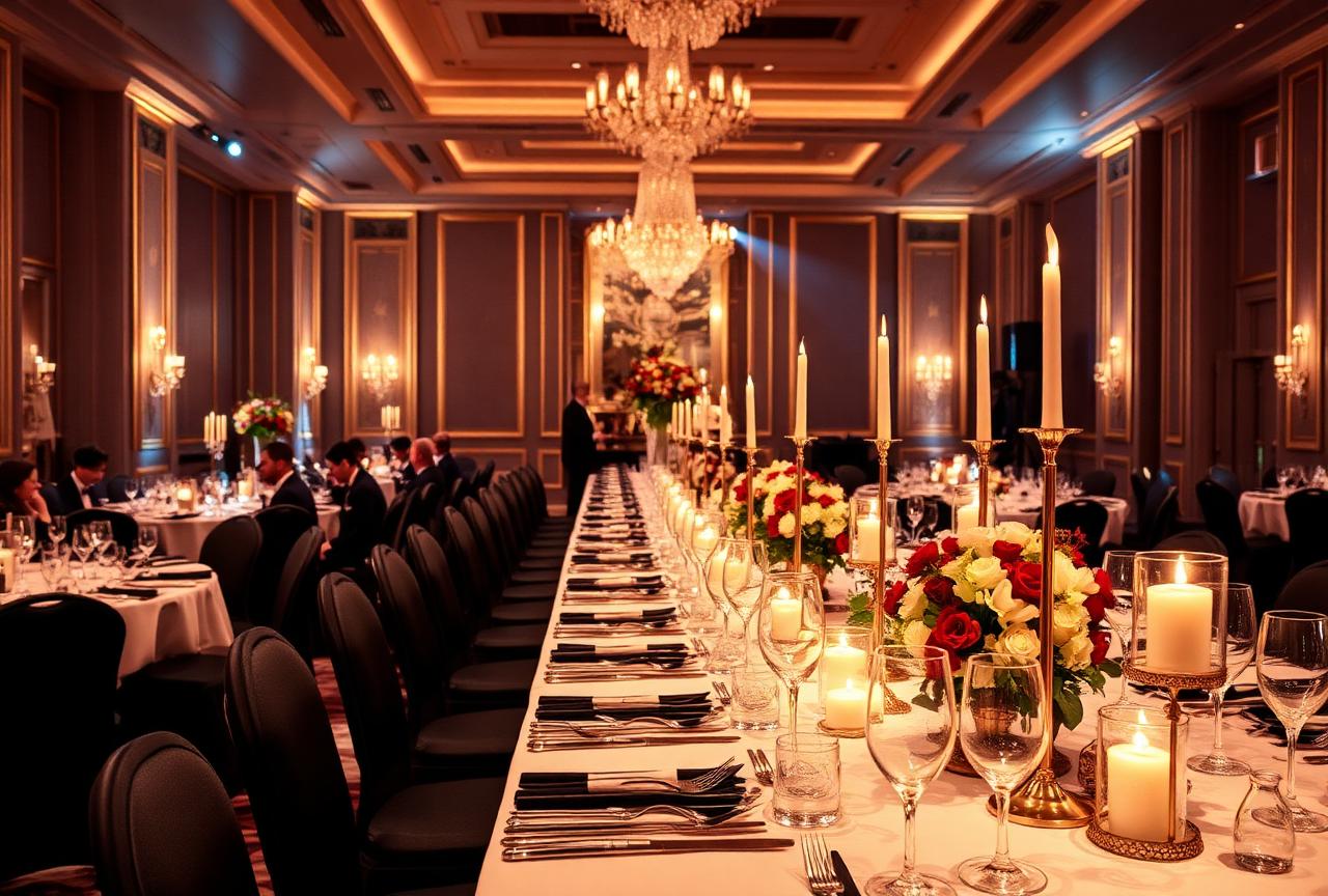Elegant gala dinner setting